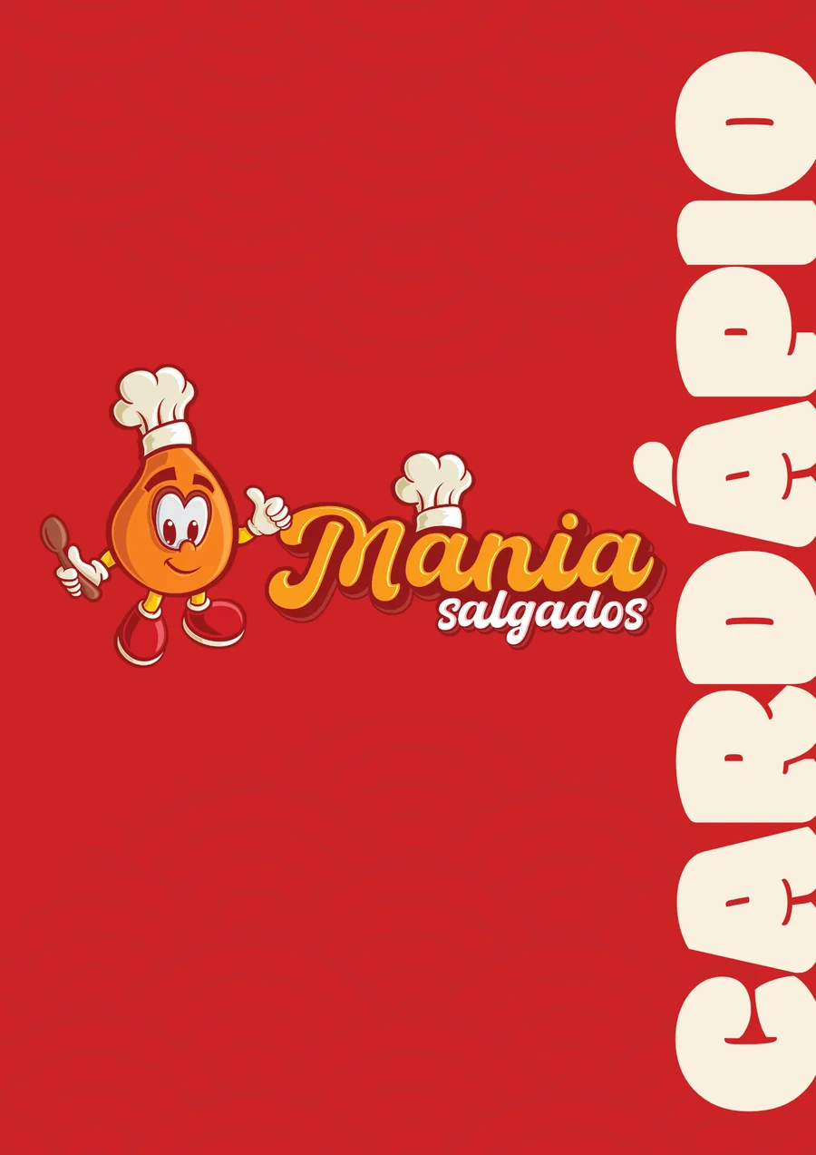 Capa do cardápio da Mania Salgados